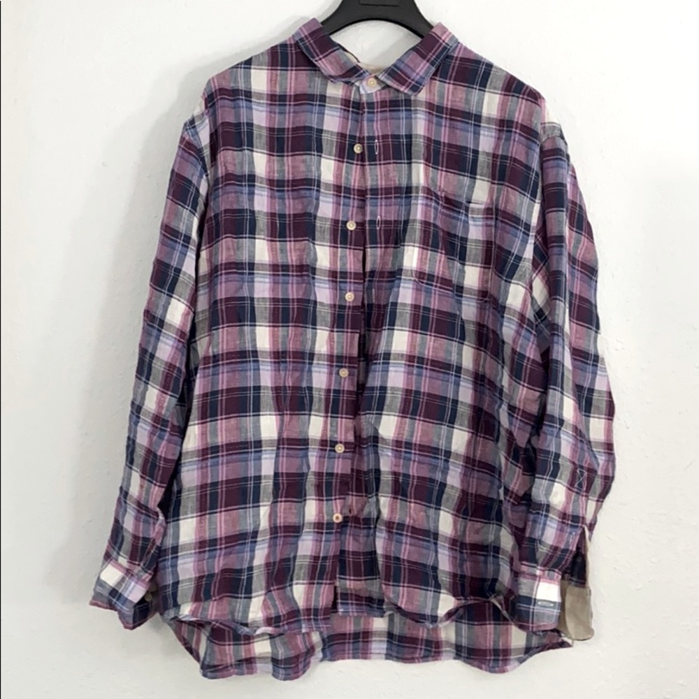 Tommy Bahama XXL Purple Linen Plaid Shirt